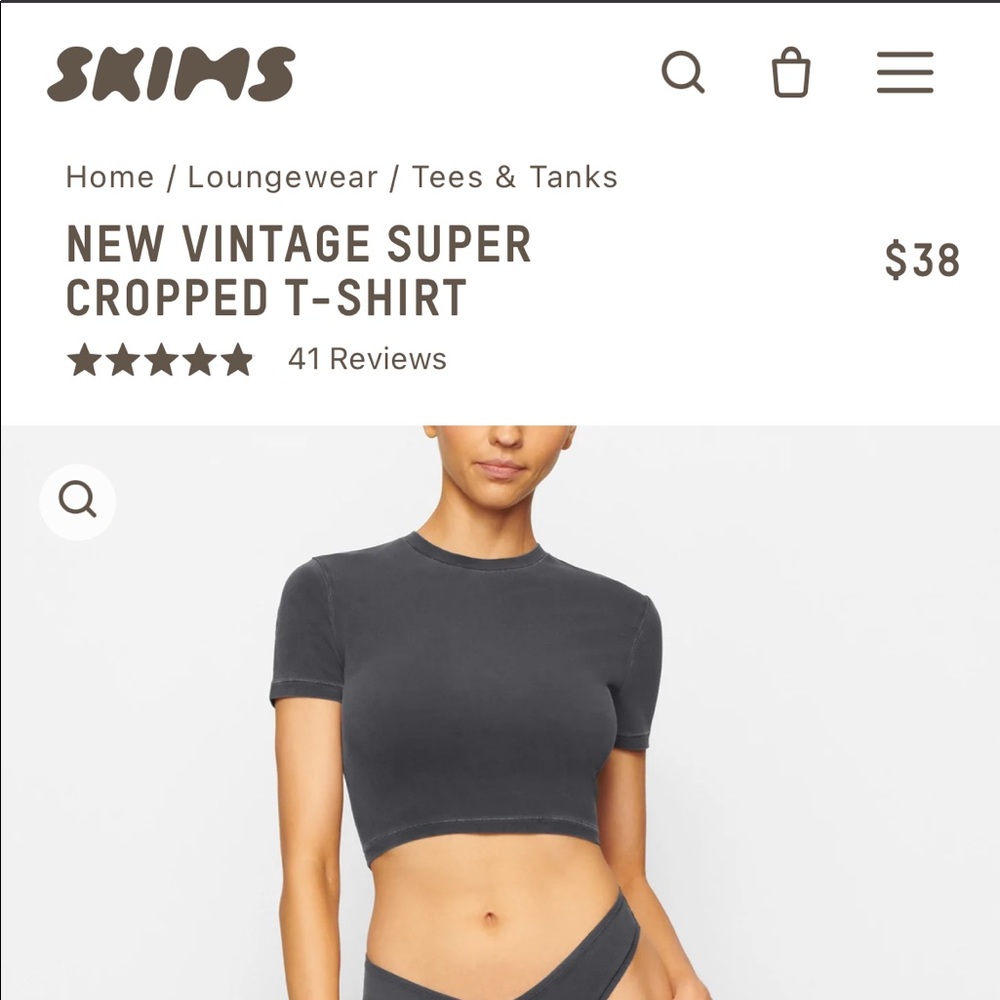 Skims new vintage super cropped T-shirt in ash